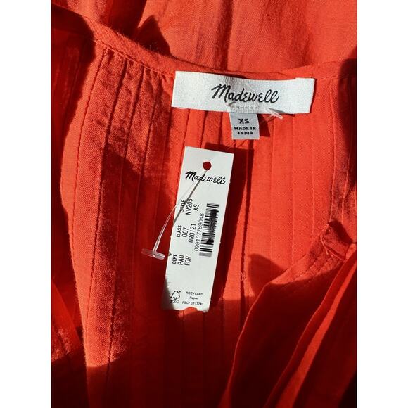 NWT Madewell Pintucked Flutter Sleeve Top Fiery Orange Size XS - Picture 10 of 11